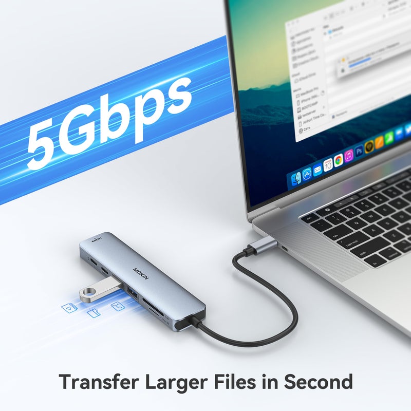 Mokin USB C Hub HDMI Adapter for MacBook Pro/Air, MOKiN 7 in 1 USB C Dongle with HDMI, SD/TF Card Reader, USB C Data Port,100W PD, and 2 USB 3.0 Compatible for MacBook Pro/Air, Dell XPS, Lenovo Thinkpad. - Image 5